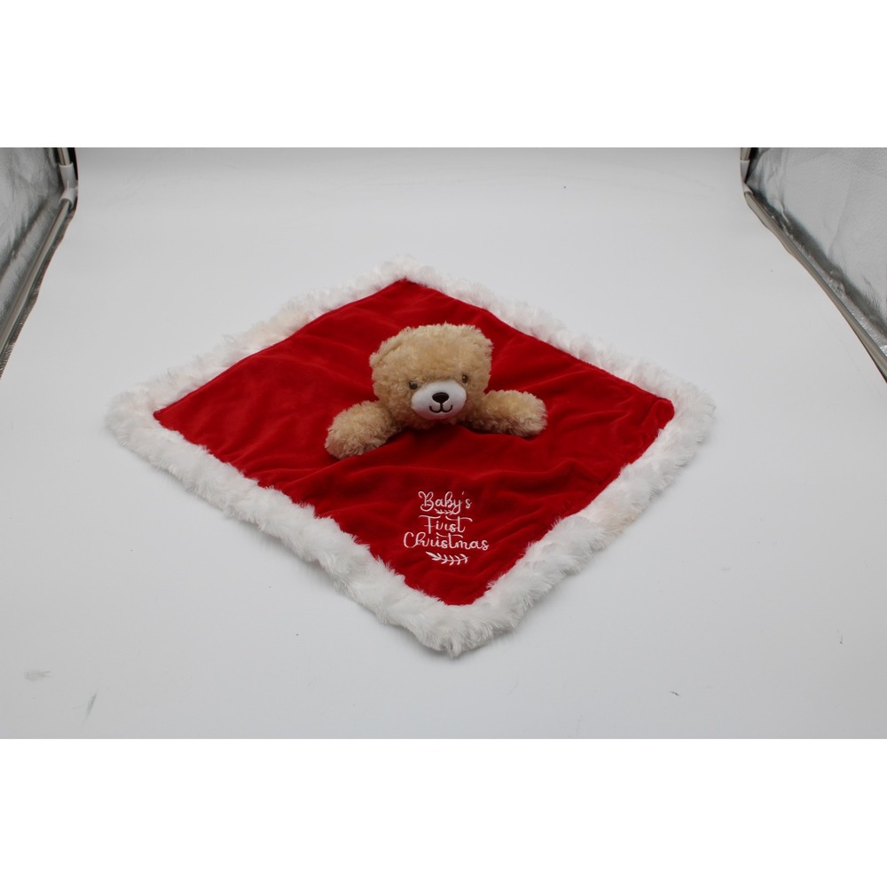 Baby Starters Lovey Red Babys First Christmas Teddy Bear Faux Fur Satin A51327